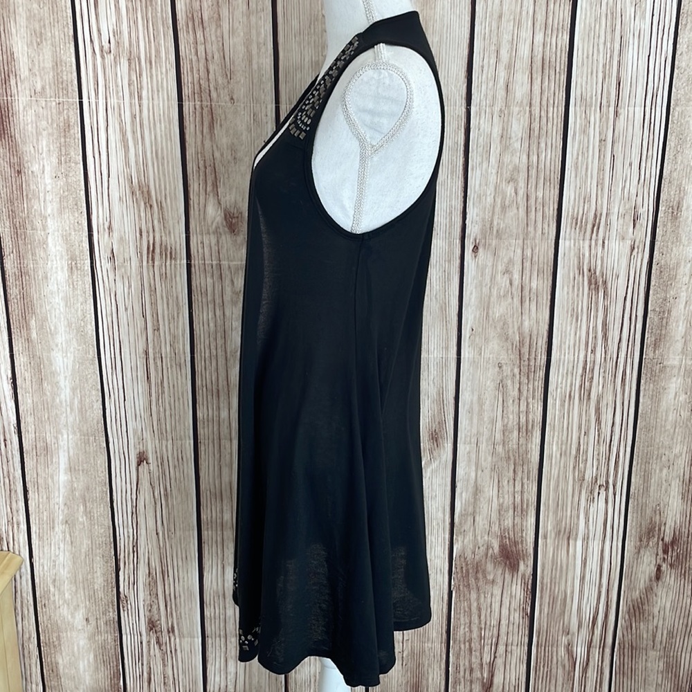 Petrol Industries Black Long Line Sleeveless Open Cardigan w/Metal Accents Small - Picture 4 of 8